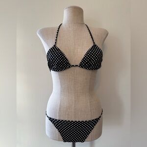 Vintage Calvin Klein Black and White Polka Dot Bikini